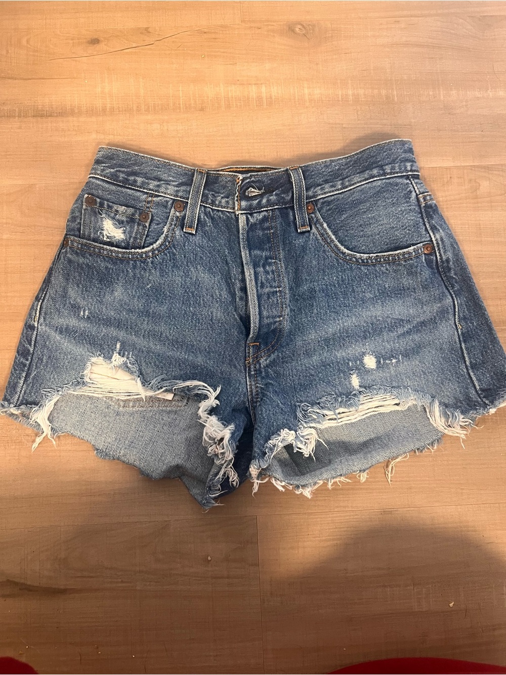 Levi's Distressed Blue Denim Jean Shorts